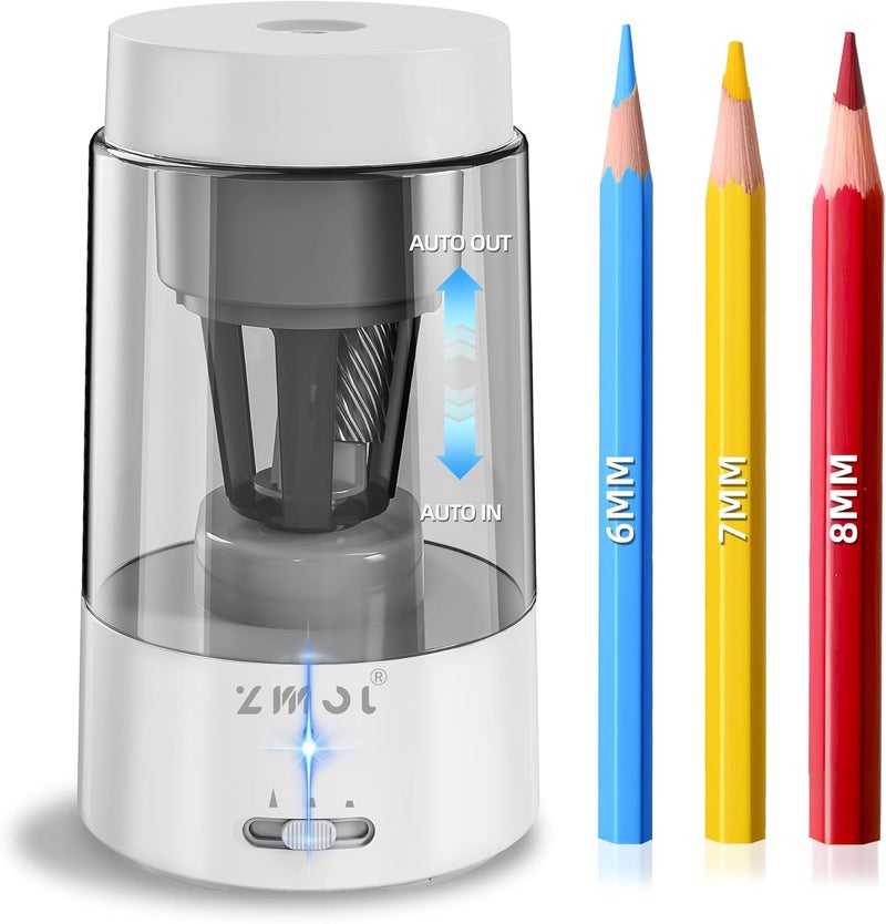 Zmol Electric Pencil Sharpener for Colored Pencils, Rechargeable Hands-Free Pencil Sharpeners,Fully Automatic Robot Pencil Sharpener, Auto in & Out, Pencil Sharpeners for Kids Home - Image 1